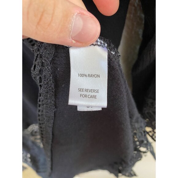 Moral Fiber Womens Black Lace Open-Front Cardigan M 100%‎ Rayon Lightweight - Picture 4 of 7